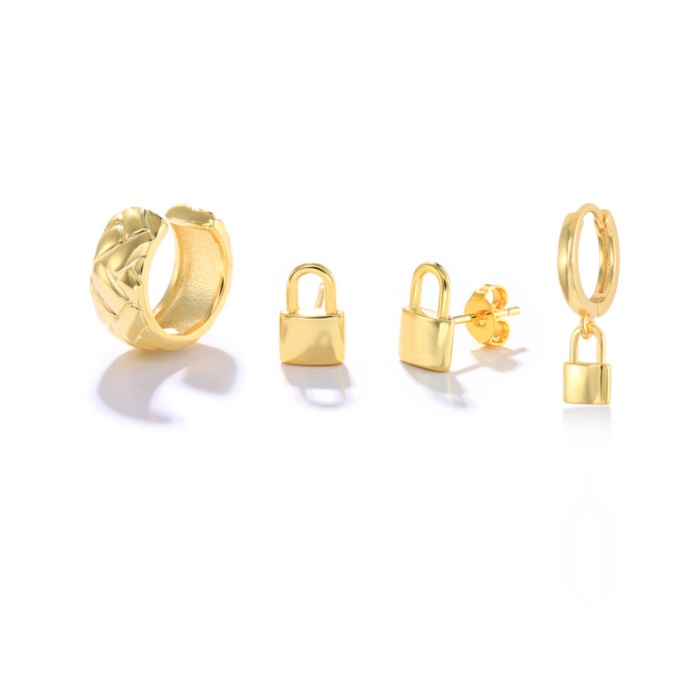 Set of 4 Gold Hoop Earrings